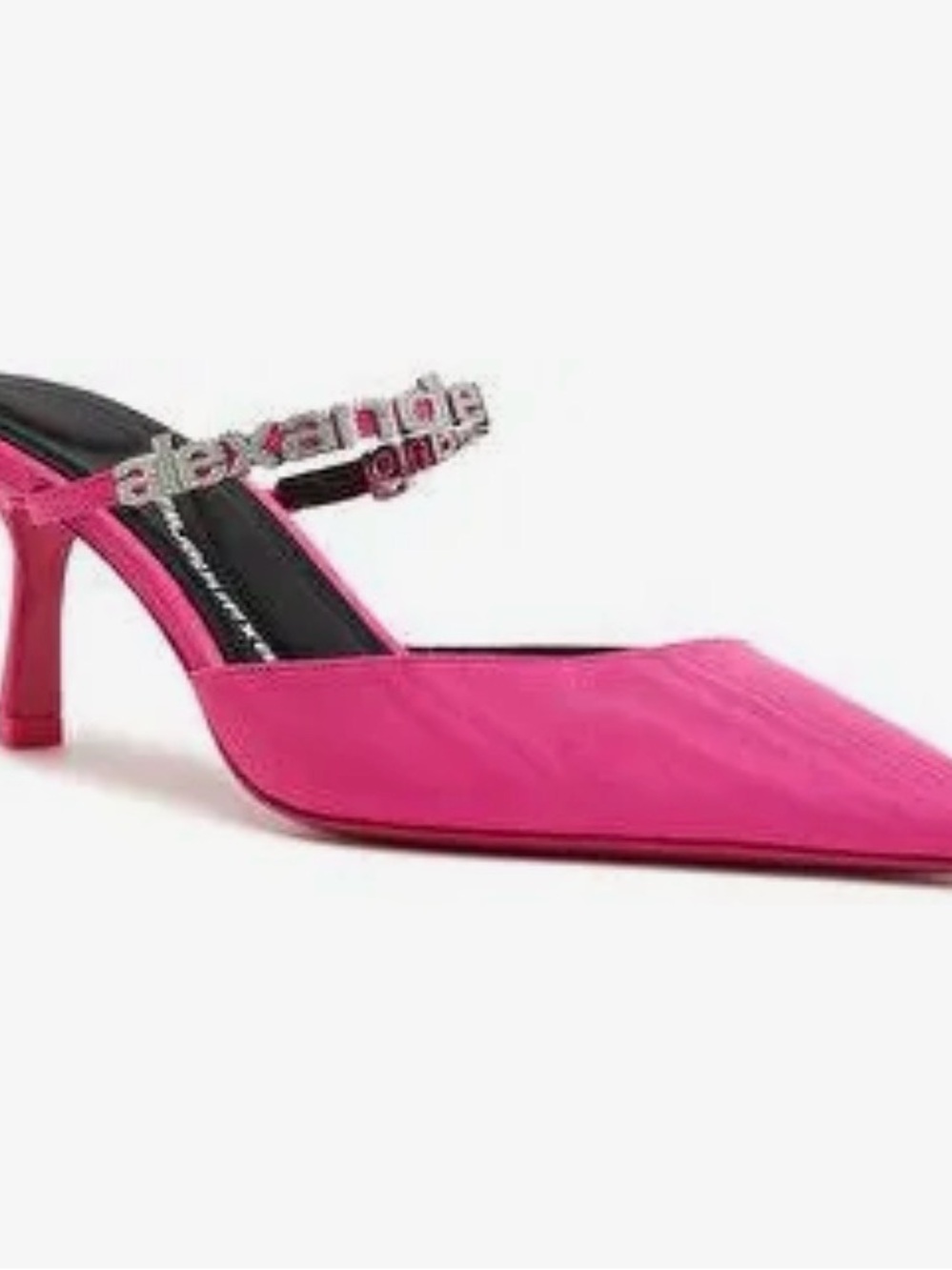Alexander Wang Hot Pink Pointed Toe Slip-On Mules with Crystal Logo Strap! - Picture 2 of 7